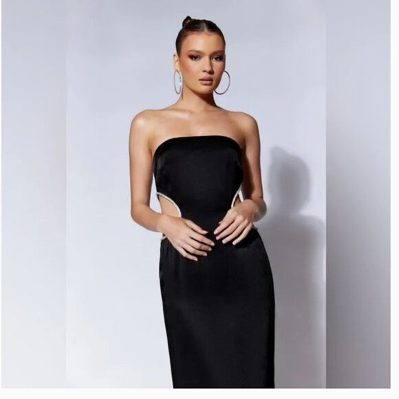Meshki LAWRY Diamante Cut Out Maxi Dress Black NWT Size Medium - Picture 8 of 15